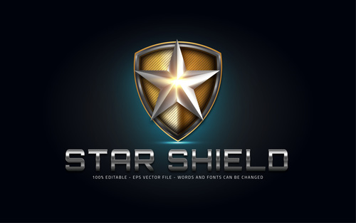 Star shield 3d editable text vector