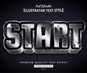Start full editable illustrator text style effect vector