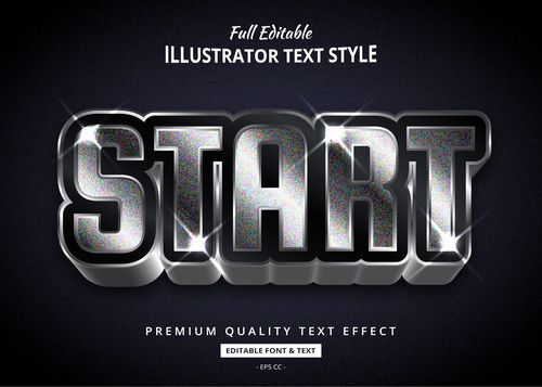 Start full editable illustrator text style effect vector