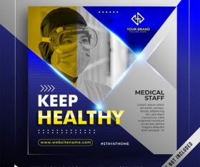 Stay healthy banner promotion template vector