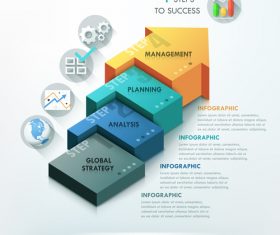 Steps to success templates of infographics vector