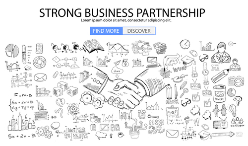 Strong business partnership information background vector