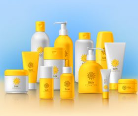 Sunscreen cosmetics advertisement vector