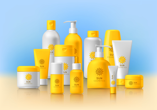 Sunscreen cosmetics advertisement vector