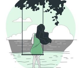 Swing girl cartoon illustration vector