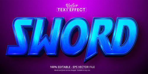 Sword 3d editable text style effect vector