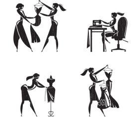 Tailor shop silhouette vector