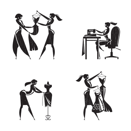 Tailor shop silhouette vector