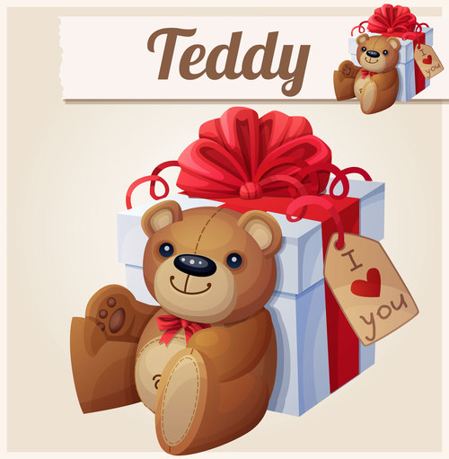 Teddy toy gift vector