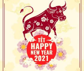 Tet new year 2021 greeting card vector