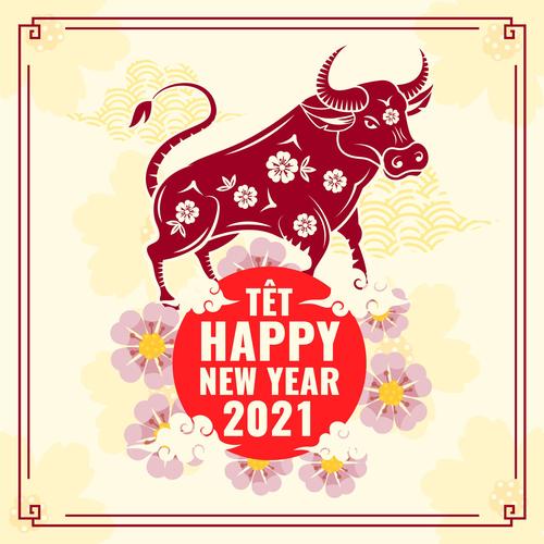 Tet new year 2021 greeting card vector