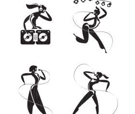 The girl at the club silhouette vector