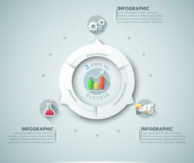 Three steps to success templates of infographics vector