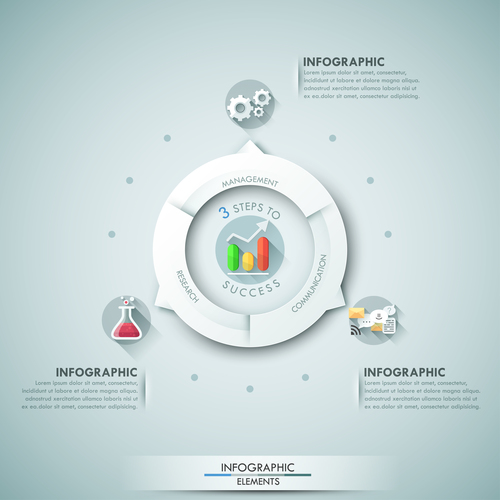Three steps to success templates of infographics vector