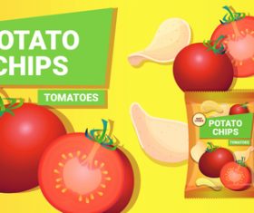 Tomatos potato chips poster vector