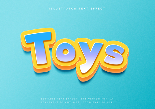 Toys 3d editable text vector
