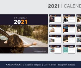 Travel background 2021 calendar template vector