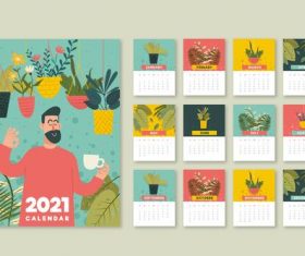 Tropical plant background 2021calendar vector