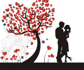 Valentine couple silhouette vector