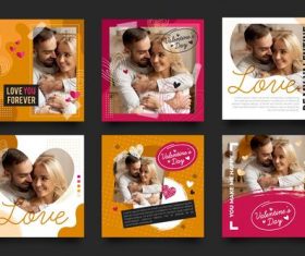 Valentines Day collection posts on instagram design vector