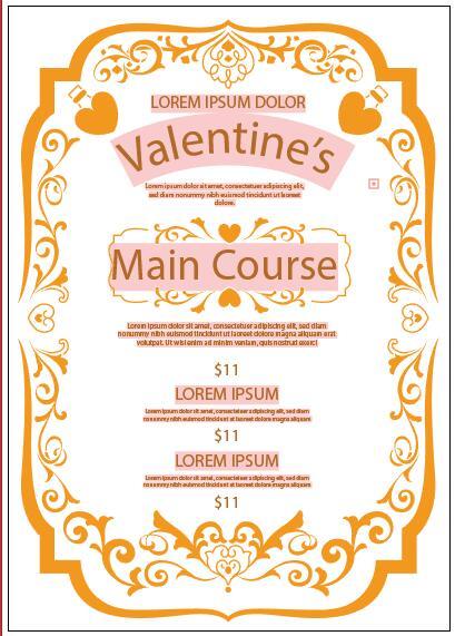 Valentine's Day restaurant poster vector