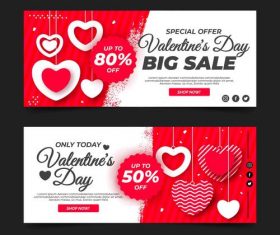 Valentines day big sale banner vector