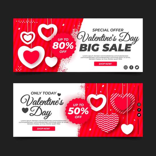 Valentines day big sale banner vector