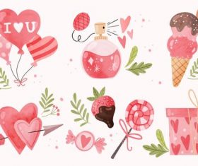 Valentines day gift watercolor illustration vector