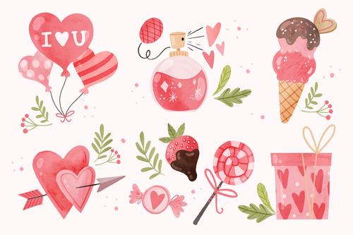 Valentines day gift watercolor illustration vector