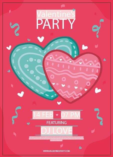Valentine's day party poster vector