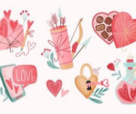 Valentines day watercolor illustration vector