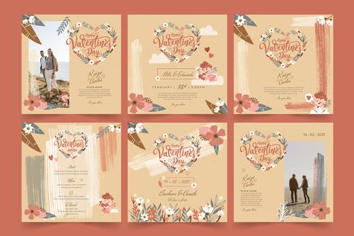 Various Valentines Day postcard vector