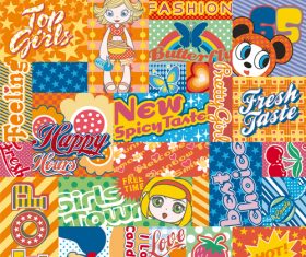 Various cartoon labels vector