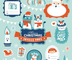 Various christmas stickers vector