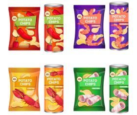 Various flavors potato chips poster vector