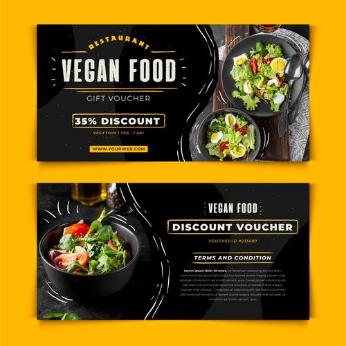 Vegan food discount voucher vector