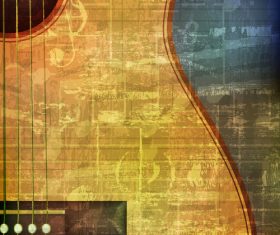 Vintage sound background with acoustic guitar vector