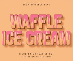 Waffle ice cream 3d editable text vector