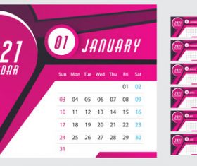 Wall calendar template 2021 vector
