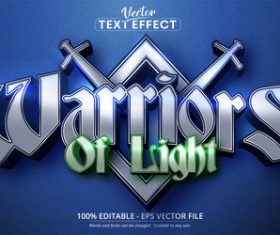 Warriors of light 3d editable text style effect vector