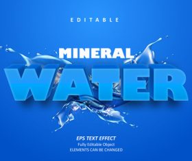Water editable font effect text vector