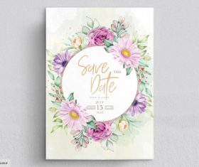Watercolor flowers wedding card vector