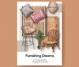 Watercolor illustration furniture sale flyer vector