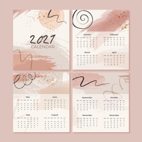 Watercolor new year 2021 calendar vector