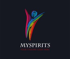 Watercolor spirits logo design vector