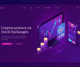 Web template cyptocurrency on stock exchanges vector