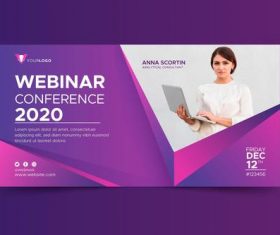 Webinar banner invitation template with photo vector