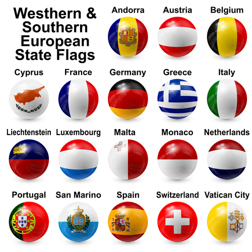 Western southern european state flags vector