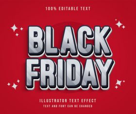 White editable font effect text vector on red background