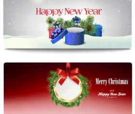White red new year greeting card banner vector